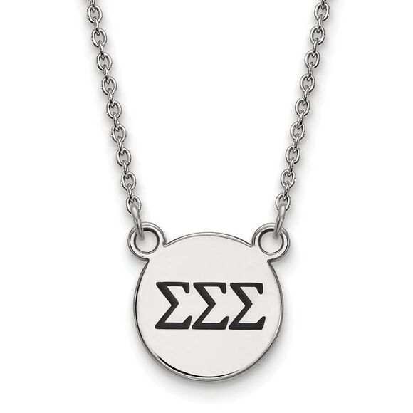 Sterling Silver Sigma Sigma Sigma Small Enamel Greek Letters Necklace - Picture 1 of 4